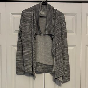 Per Se Gray Marled Open-Front Draped Cardigan